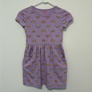 Cat & Jack Purple Rainbow Dress with Cap Sleeves and Crew Neck